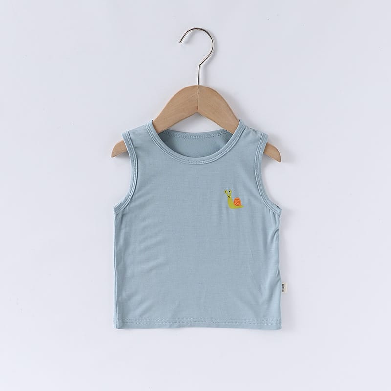 Animal Embroidered Sleeveless Top Cotton Shorts アニマル タンクトップ ショートパンツ【mh0013600】 Blue Tops / 73cm Beitaoya ノースリーブセットアップ