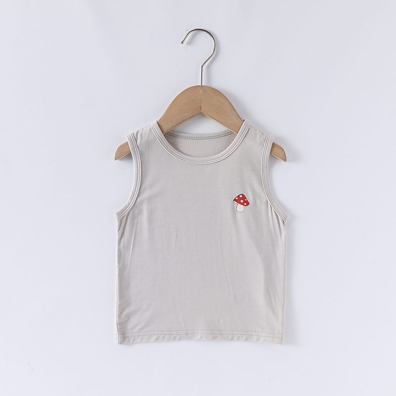 Animal Embroidered Sleeveless Top Cotton Shorts アニマル タンクトップ ショートパンツ【mh0013600】 Gray Tops / 73cm Beitaoya ノースリーブセットアップ