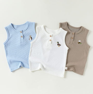 Animal Embroidered Vest アニマル 刺繍タンクトップ【mh0013037】 Beitaoya タンクトップ・キャミソール・ノースリーブトップス