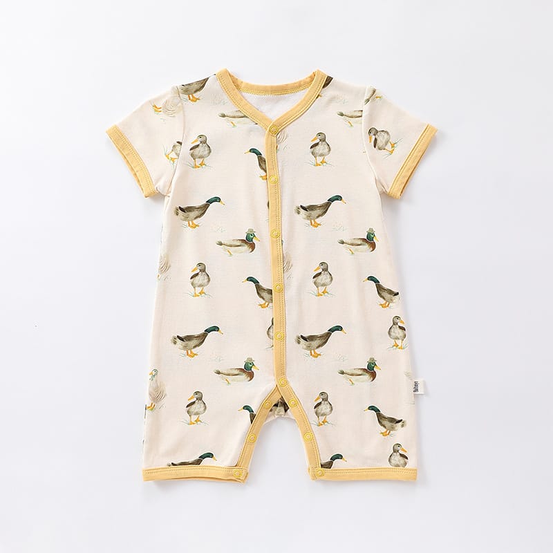 Animal Pattern Snap Button Short Sleeve Romper アニマル 半袖ロンパース【mh0013609】 Apricot Duckling / 66cm Beitaoya 半袖ロンパース