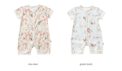 Animal Pattern Snap Button Short Sleeve Romper アニマル 半袖ロンパース【mh0013609】 Beitaoya 半袖ロンパース