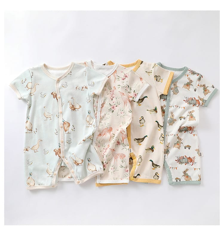 Animal Pattern Snap Button Short Sleeve Romper アニマル 半袖ロンパース【mh0013609】 Beitaoya 半袖ロンパース