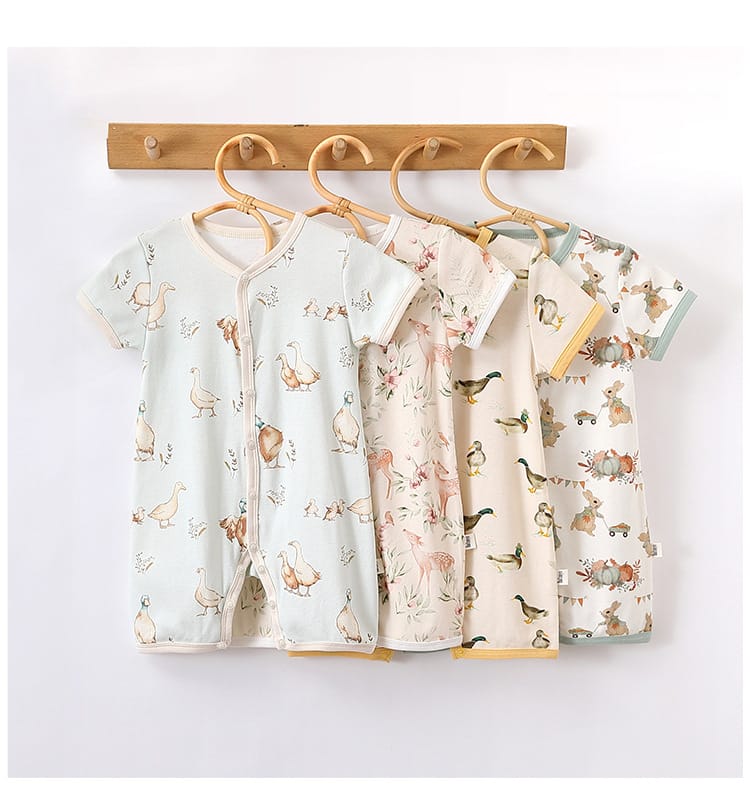 Animal Pattern Snap Button Short Sleeve Romper アニマル 半袖ロンパース【mh0013609】 Beitaoya 半袖ロンパース