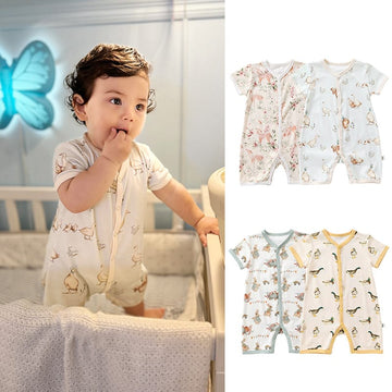 Animal Pattern Snap Button Short Sleeve Romper アニマル 半袖ロンパース【mh0013609】 Beitaoya 半袖ロンパース