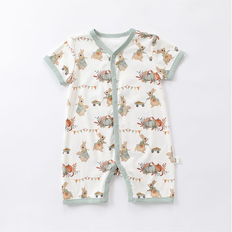 Animal Pattern Snap Button Short Sleeve Romper アニマル 半袖ロンパース【mh0013609】 Pumpkin Bunny / 66cm Beitaoya 半袖ロンパース