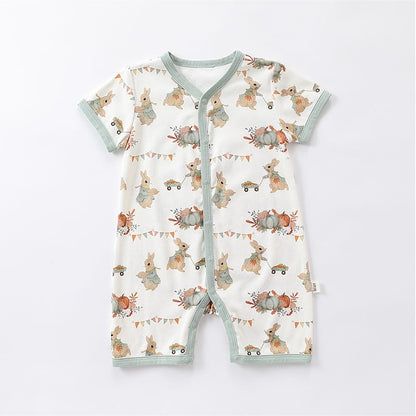 Animal Pattern Snap Button Short Sleeve Romper アニマル 半袖ロンパース【mh0013609】 Pumpkin Bunny / 66cm Beitaoya 半袖ロンパース