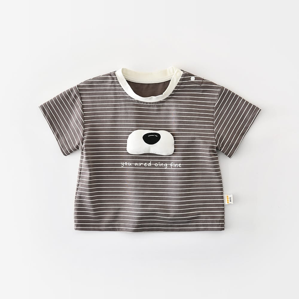 Animal Stripe Tee ボーダー ドッグノーズ 半袖Tシャツ【mh0012863】 Coffee / 73cm ABNN 半袖Tシャツ