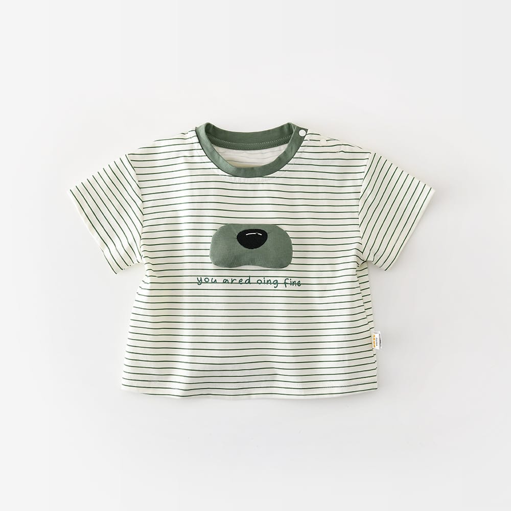 Animal Stripe Tee ボーダー ドッグノーズ 半袖Tシャツ【mh0012863】 Green / 73cm ABNN 半袖Tシャツ