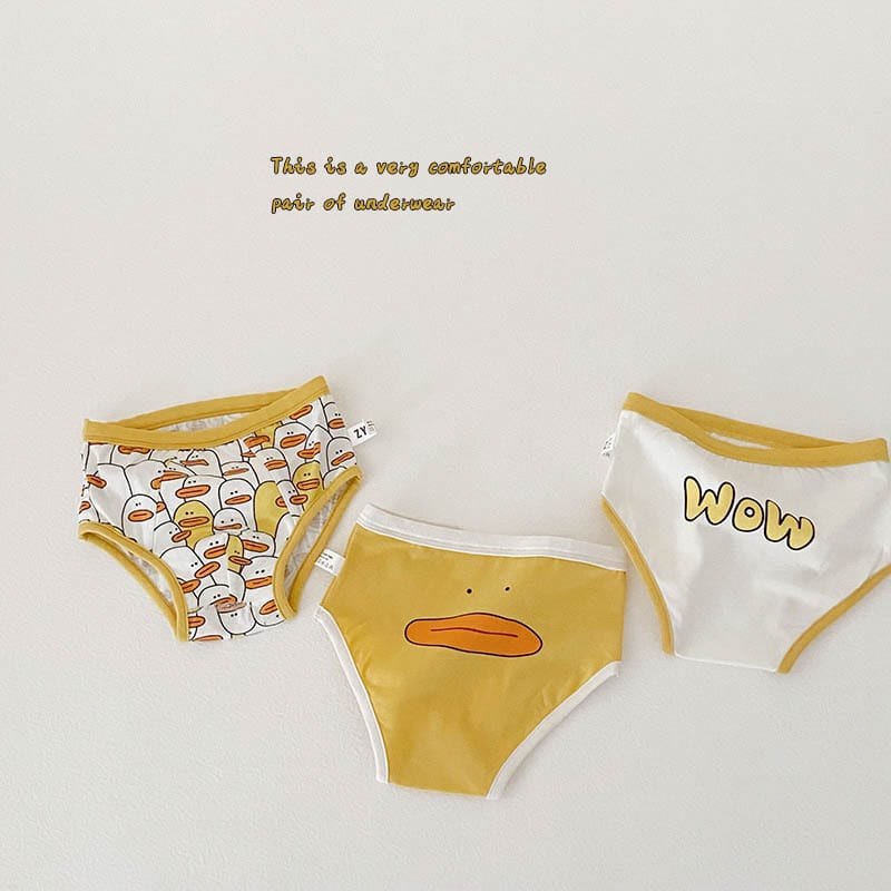 Animated Duck Print Comfy Briefs ダック ショーツ 3枚セット【mh0013557】 Boy Triangle / S mamahalo accessories 幼児用下着