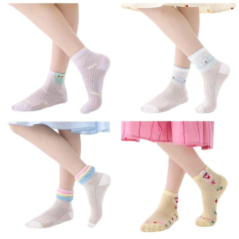 Ankle Mesh Cartoon Cotton Socks アニマル クルーソックス 5足セット【mh0013543】 mamahalo accessories