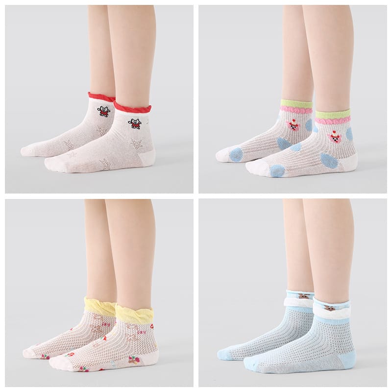 Ankle Mesh Cartoon Cotton Socks アニマル クルーソックス 5足セット【mh0013543】 mamahalo accessories