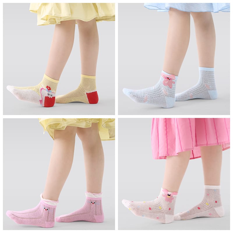 Ankle Mesh Cartoon Cotton Socks アニマル クルーソックス 5足セット【mh0013543】 mamahalo accessories
