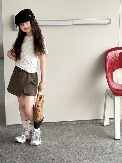 Asymmetry Mixed Media Shorts アシンメトリー キュロットパンツ【mh0013066】 mamahalo kids ハーフパンツ・ショートパンツ