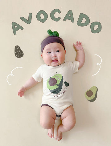 Avocado Short Sleeve Romper With Hairband アボカド 半袖ロンパース【mh0013393】 Beige / 66cm TOMMY'S GIFTS 半袖ロンパース