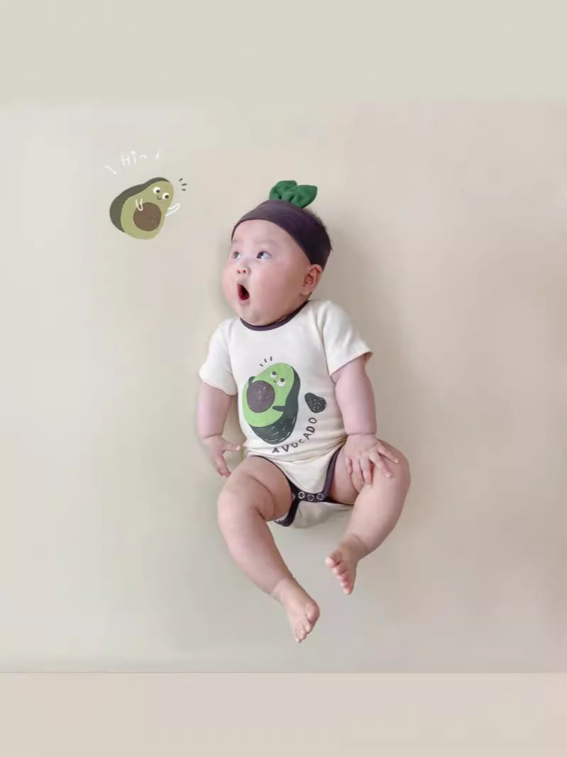 Avocado Short Sleeve Romper With Hairband アボカド 半袖ロンパース【mh0013393】 TOMMY'S GIFTS 半袖ロンパース