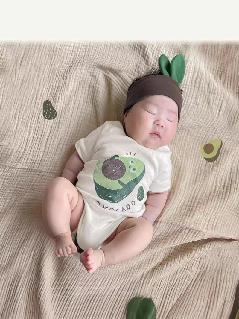 Avocado Short Sleeve Romper With Hairband アボカド 半袖ロンパース【mh0013393】 TOMMY'S GIFTS 半袖ロンパース