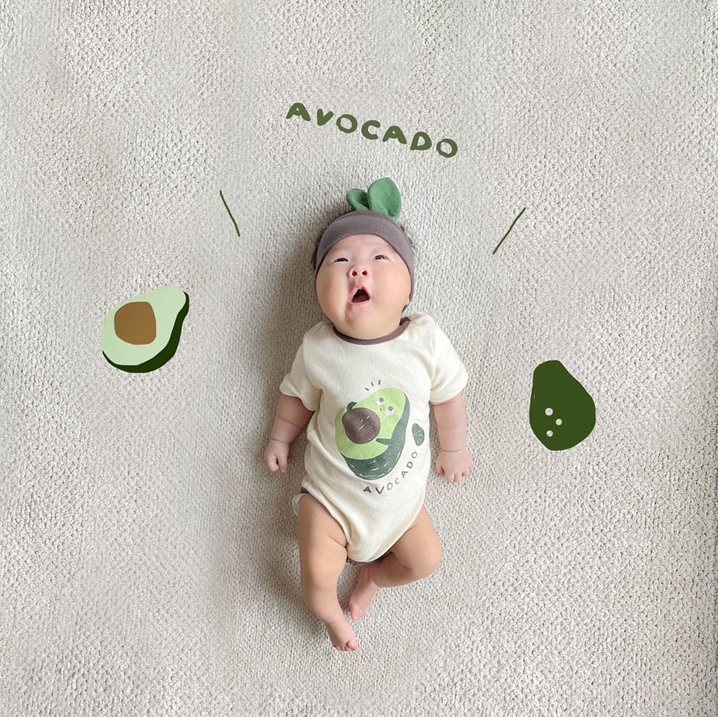 Avocado Short Sleeve Romper With Hairband アボカド 半袖ロンパース【mh0013393】 TOMMY'S GIFTS 半袖ロンパース