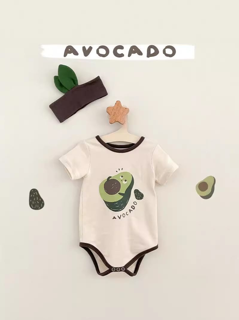 Avocado Short Sleeve Romper With Hairband アボカド 半袖ロンパース【mh0013393】 TOMMY'S GIFTS 半袖ロンパース