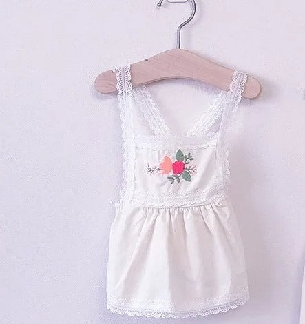 -ベビーキッズ フラワー 刺繍 エプロン ワンピース ロンパース【mh0000064】 - mamahalo shop - 長袖ロンパース -  べビー服 - 子供服 - 男の子 - 女の子