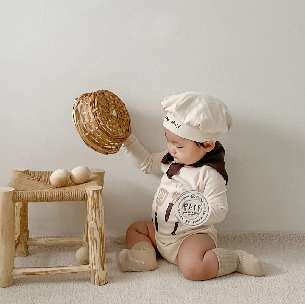 Baby Chef Costume Hat Set Romper シェフ ロンパース 帽子 セット コスチューム【mh0013354】 TOMMY'S GIFTS 半袖ロンパース