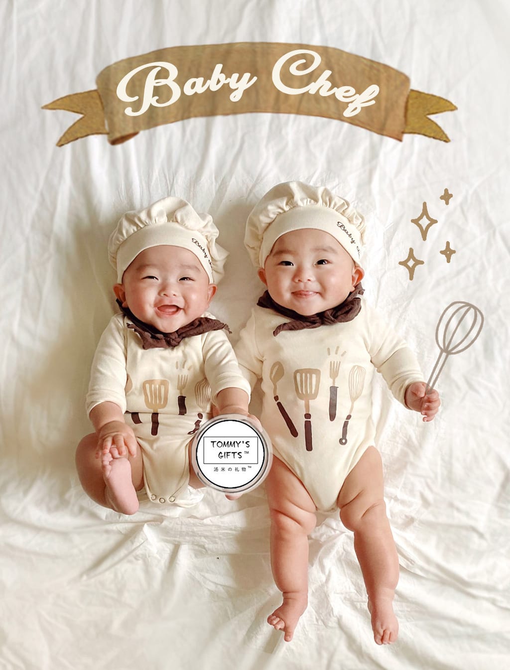 Baby Chef Costume Hat Set Romper シェフ ロンパース 帽子 セット コスチューム【mh0013354】 TOMMY'S GIFTS 半袖ロンパース