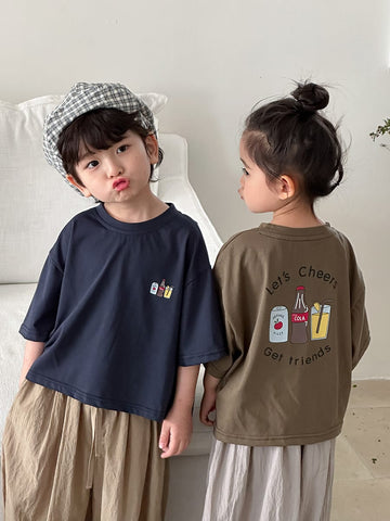 Back Graphic Drinks Cotton Tee ドリンクプリント 半袖Tシャツ【mh0013471】 Jiaye Kids 半袖Tシャツ