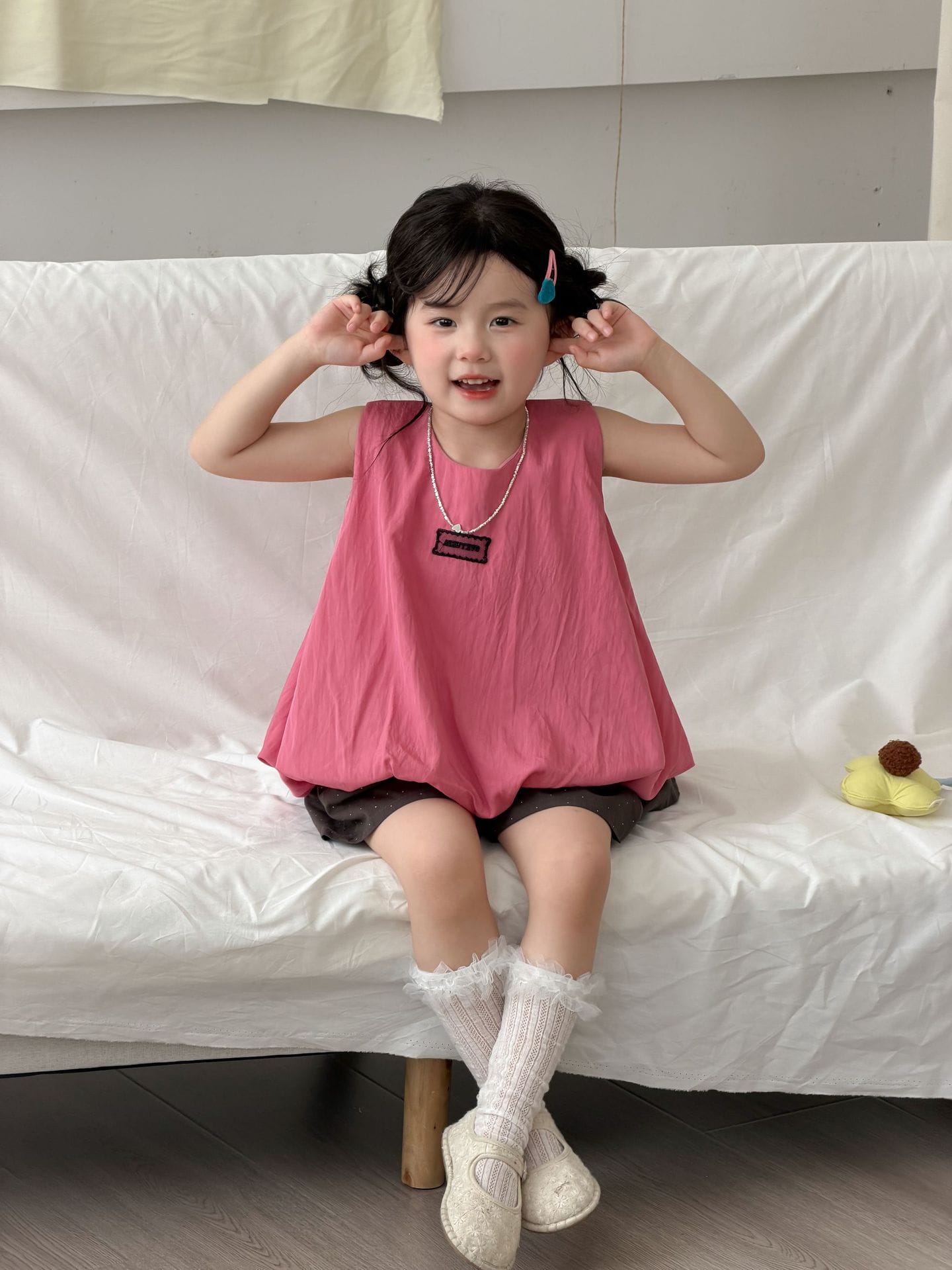 Balloon Hem Sleeveless Tunic Top バルーン ノースリーブ チュニック【mh0012748】 Rose Red / 90cm MaiTianJi タンクトップ・キャミソール・ノースリーブトップス
