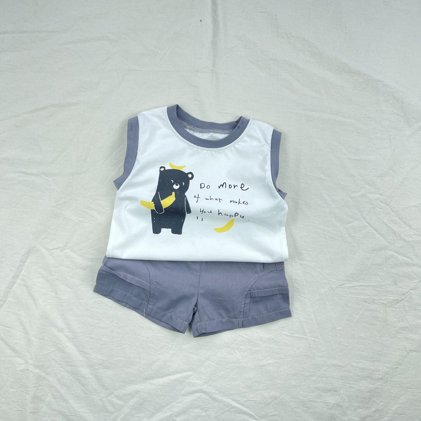 Banana Bear Tank Top Set クマ バナナ ノースリーブ ショートパンツ セット【mh0012909】 yi nian ni ノースリーブセットアップ