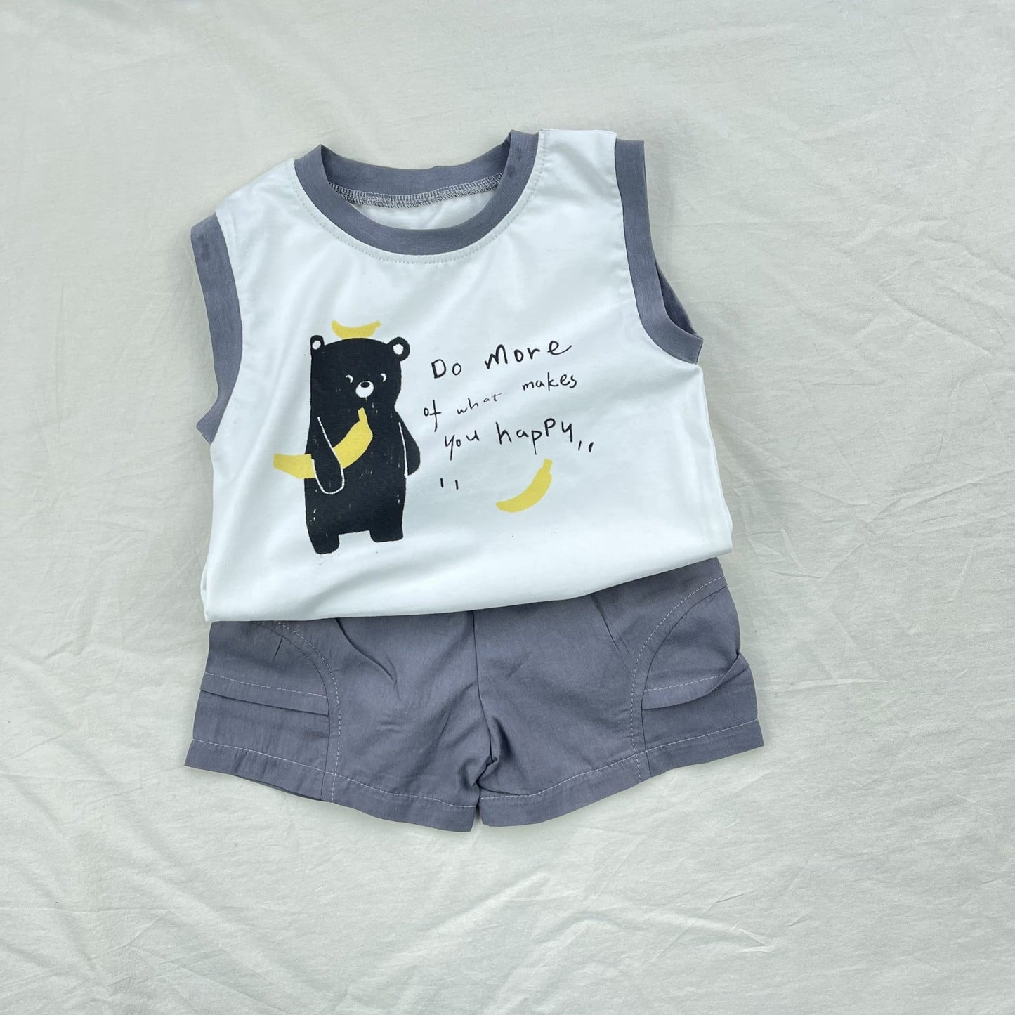 Banana Bear Tank Top Set クマ バナナ ノースリーブ ショートパンツ セット【mh0012909】 yi nian ni ノースリーブセットアップ