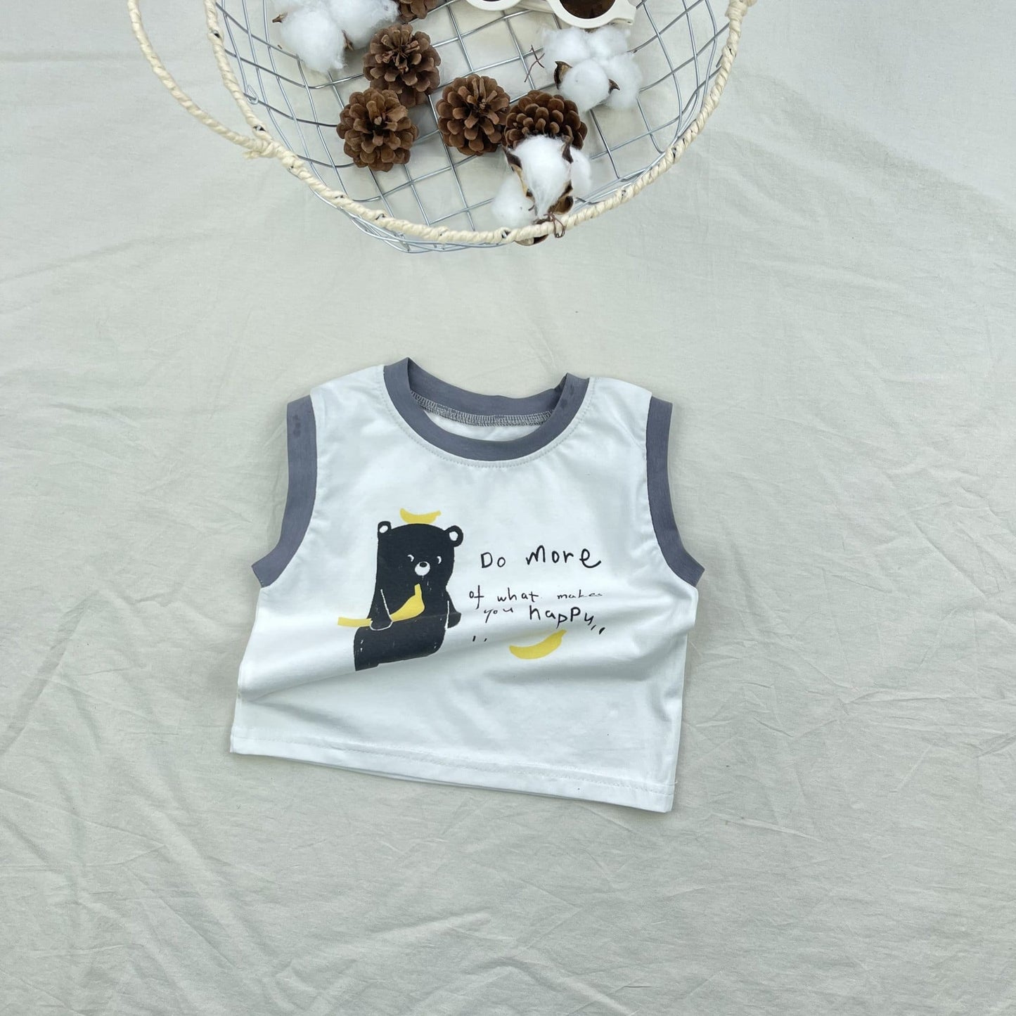 Banana Bear Tank Top Set クマ バナナ ノースリーブ ショートパンツ セット【mh0012909】 yi nian ni ノースリーブセットアップ