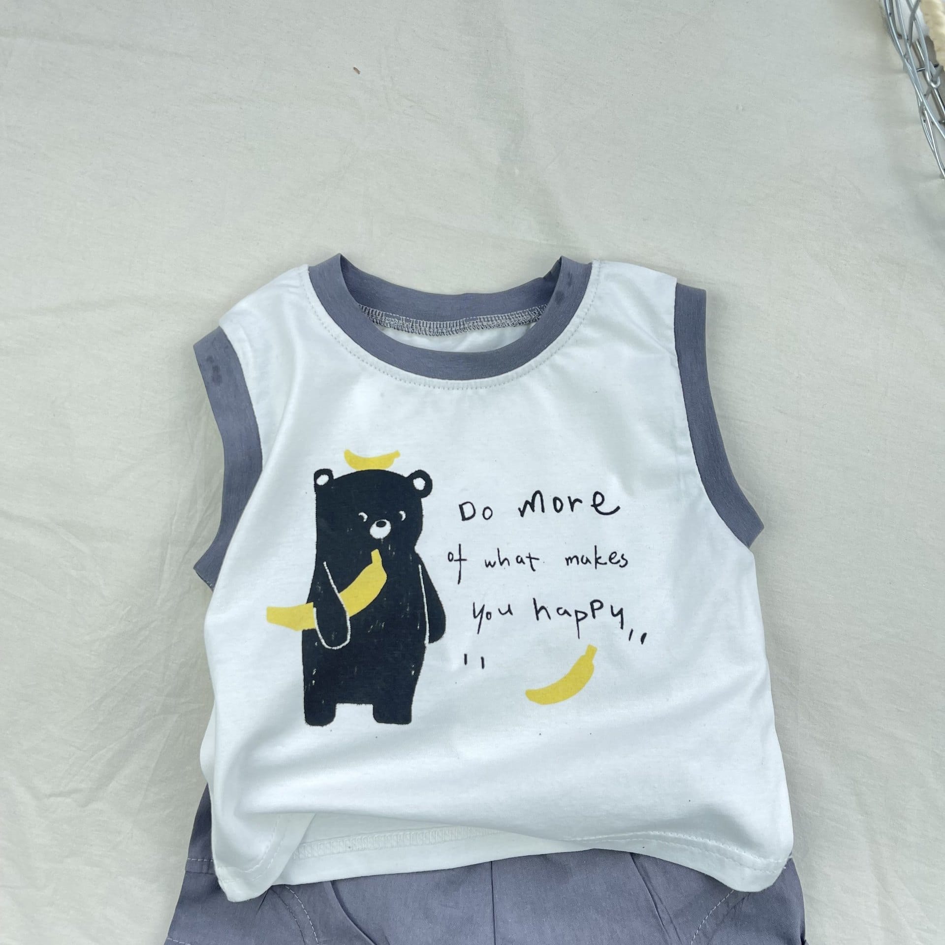 Banana Bear Tank Top Set クマ バナナ ノースリーブ ショートパンツ セット【mh0012909】 yi nian ni ノースリーブセットアップ