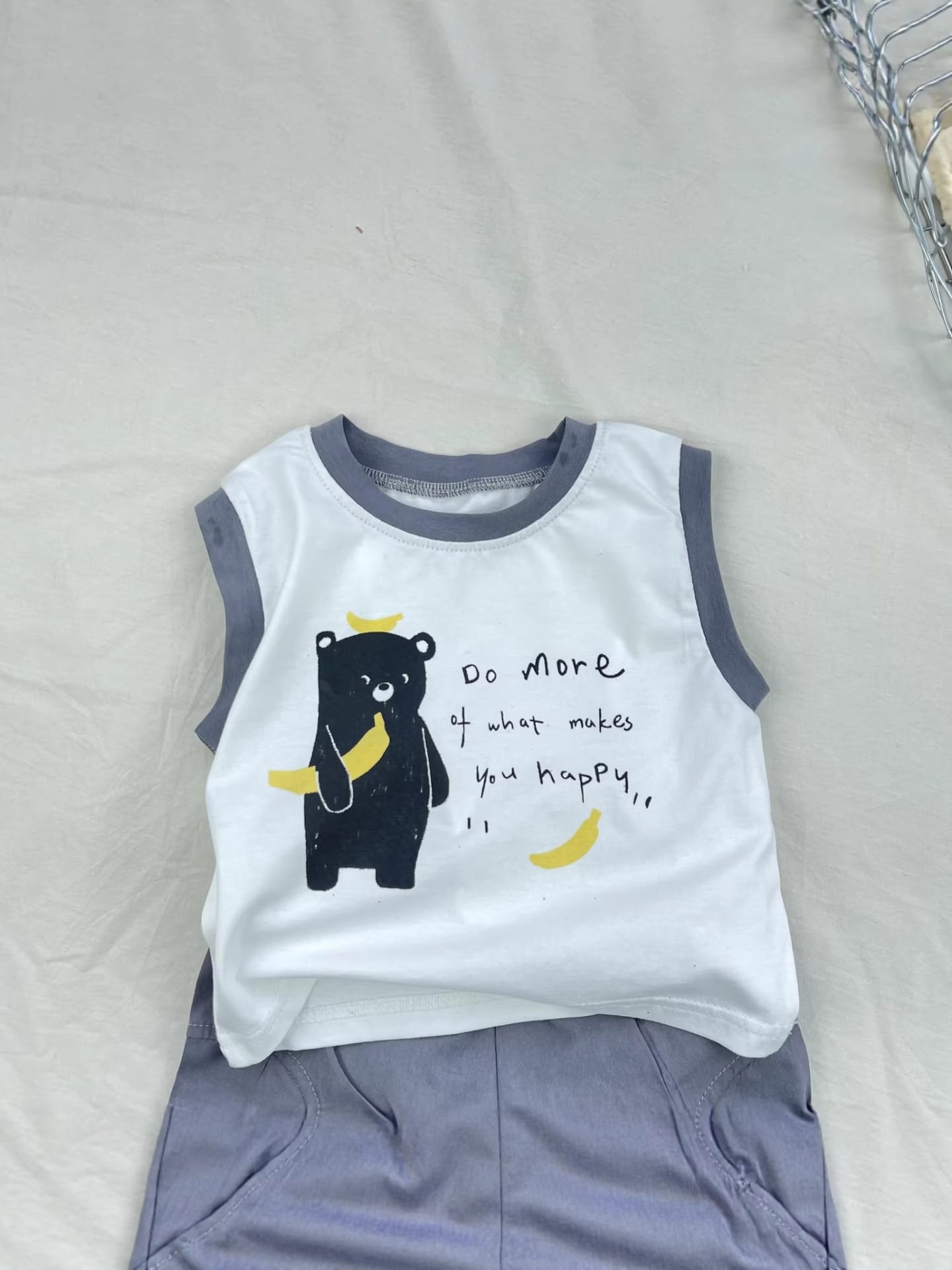 Banana Bear Tank Top Set クマ バナナ ノースリーブ ショートパンツ セット【mh0012909】 yi nian ni ノースリーブセットアップ