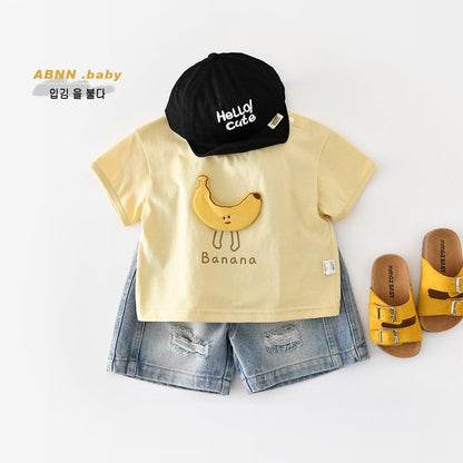 Banana Graphic T-shirt バナナ 刺繍 半袖Tシャツ【mh0012859】 ABNN 半袖Tシャツ