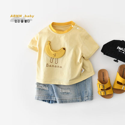 Banana Graphic T-shirt バナナ 刺繍 半袖Tシャツ【mh0012859】 ABNN 半袖Tシャツ
