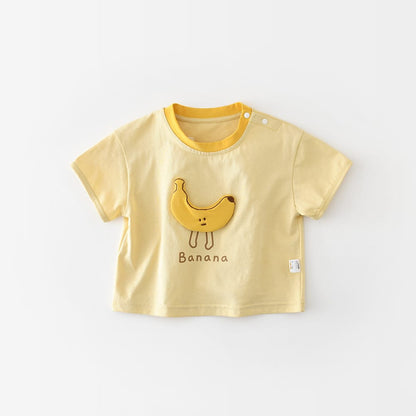 Banana Graphic T-shirt バナナ 刺繍 半袖Tシャツ【mh0012859】 Light Yellow / 73cm ABNN 半袖Tシャツ