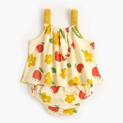 -ベビー フラワー セットアップ キャミソール トップス ブルマ パンツ - mamahalo shop - ノースリーブセットアップ -  べビー服 - 子供服 - 男の子 - 女の子