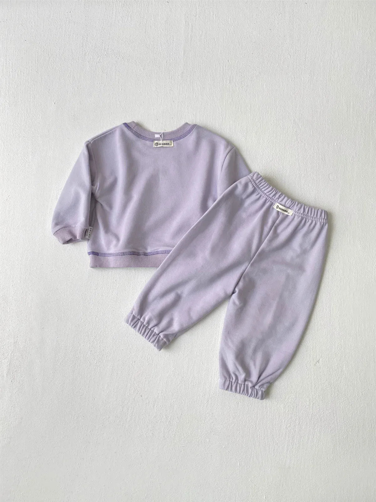 長袖セットアップ ベビーセットアップ 2点セット レターロゴワンポイントスウェットトレーナー+スウェットパンツ 2カラー【mh0007228】