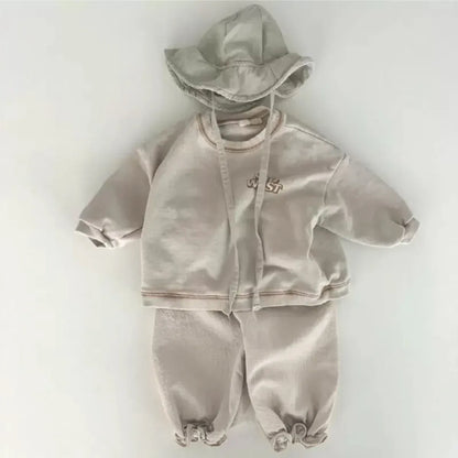 長袖セットアップ ベビーセットアップ 2点セット レターロゴワンポイントスウェットトレーナー+スウェットパンツ 2カラー【mh0007228】