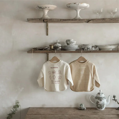 長袖セットアップ ベビーセットアップ 2点セット Buttersプリントロゴ長袖スウェットシャツ+ロングパンツ【mh0008770】