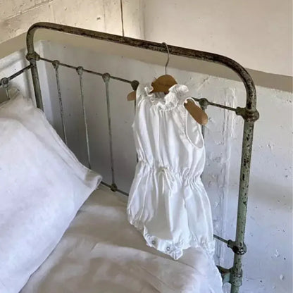 ノースリーブロンパース ベビーロンパース ノースリーブウエストマークボディスーツ フラワー花柄プリント 2カラー【mh0005298】