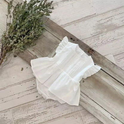 半袖ロンパース ベビーロンパース フリルスリーブスカートボディスーツ 2カラー【mh0005369】