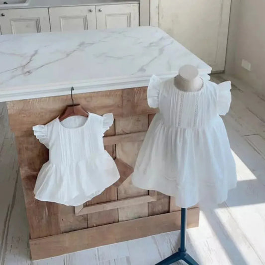 半袖ロンパース ベビーロンパース フリルスリーブスカートボディスーツ 2カラー【mh0005369】