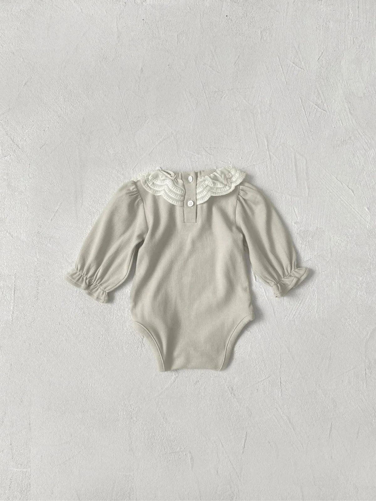 長袖ロンパース ベビーロンパース ダブルレース襟長袖ボディスーツ 2カラー【mh0006909】