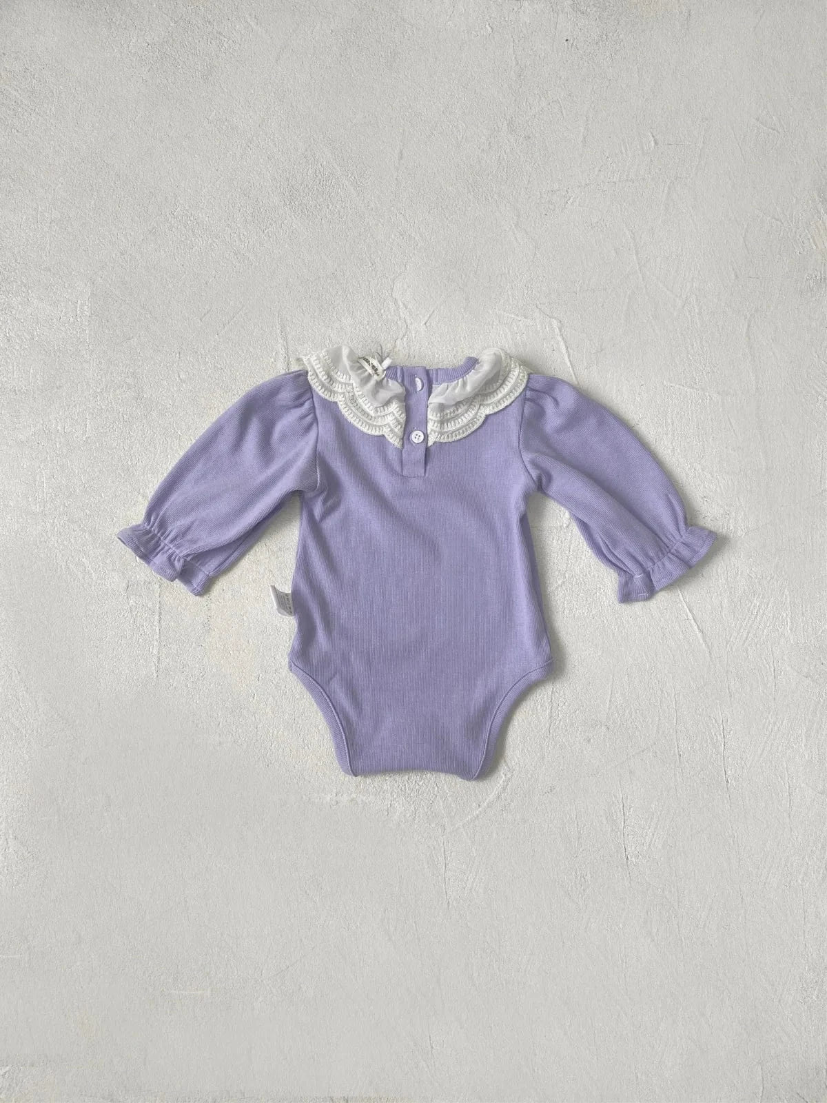 長袖ロンパース ベビーロンパース ダブルレース襟長袖ボディスーツ 2カラー【mh0006909】