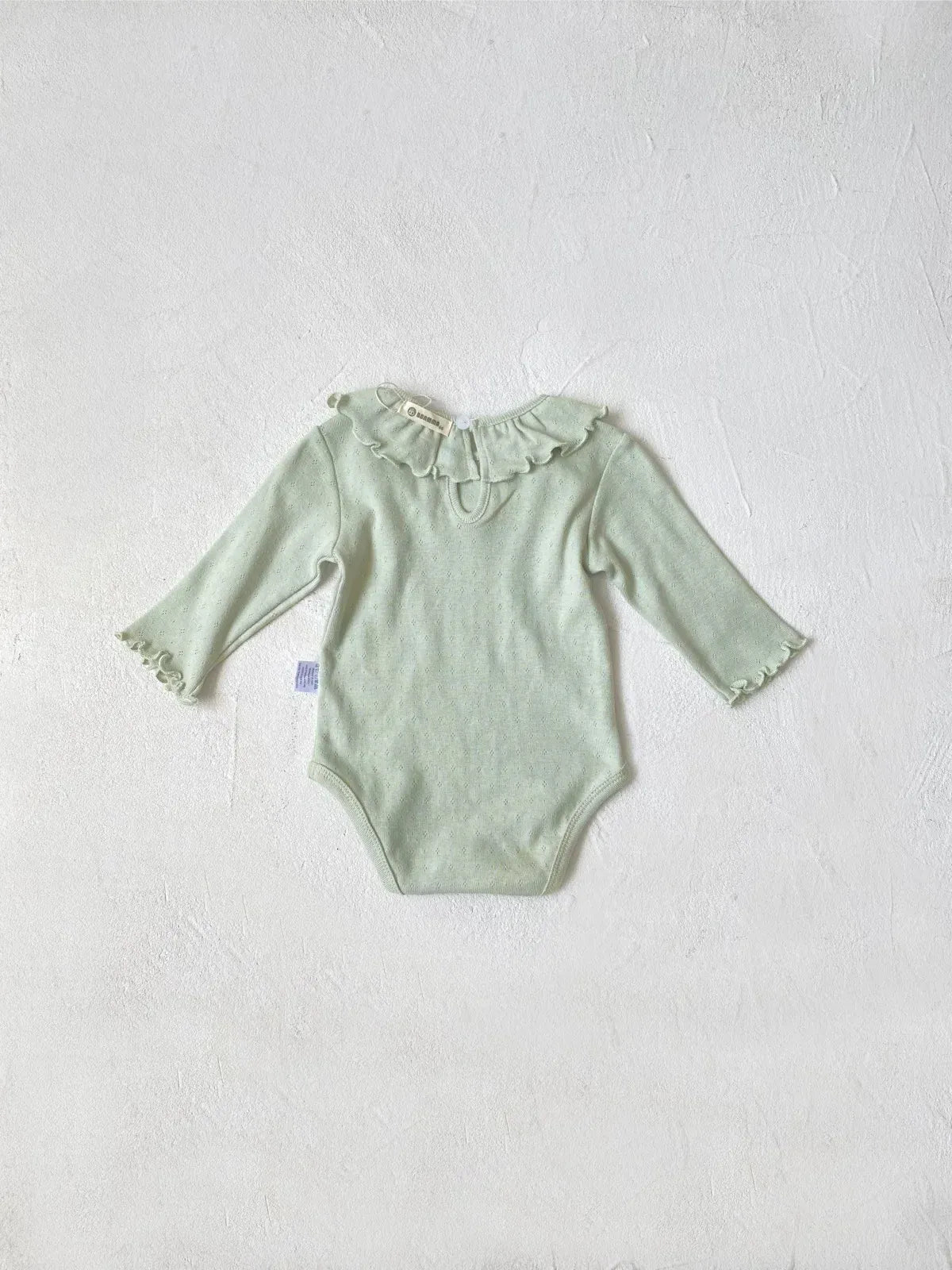 長袖ロンパース ベビーロンパース レースサークル襟長袖ボディスーツ 2カラー【mh0007066】