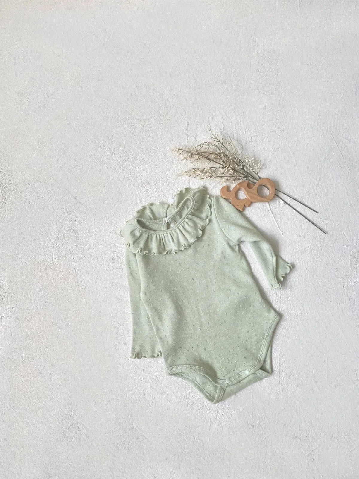 長袖ロンパース ベビーロンパース レースサークル襟長袖ボディスーツ 2カラー【mh0007066】