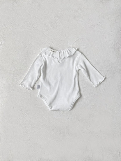 長袖ロンパース ベビーロンパース レースサークル襟長袖ボディスーツ 2カラー【mh0007066】