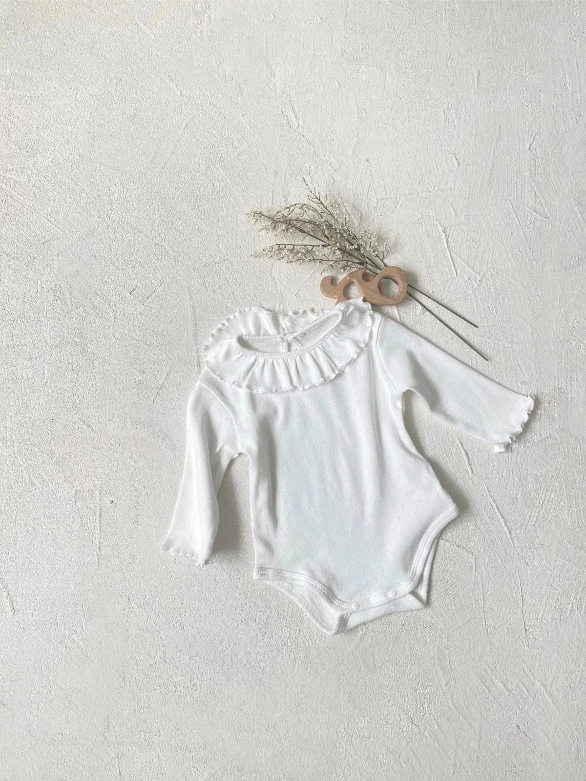 長袖ロンパース ベビーロンパース レースサークル襟長袖ボディスーツ 2カラー【mh0007066】