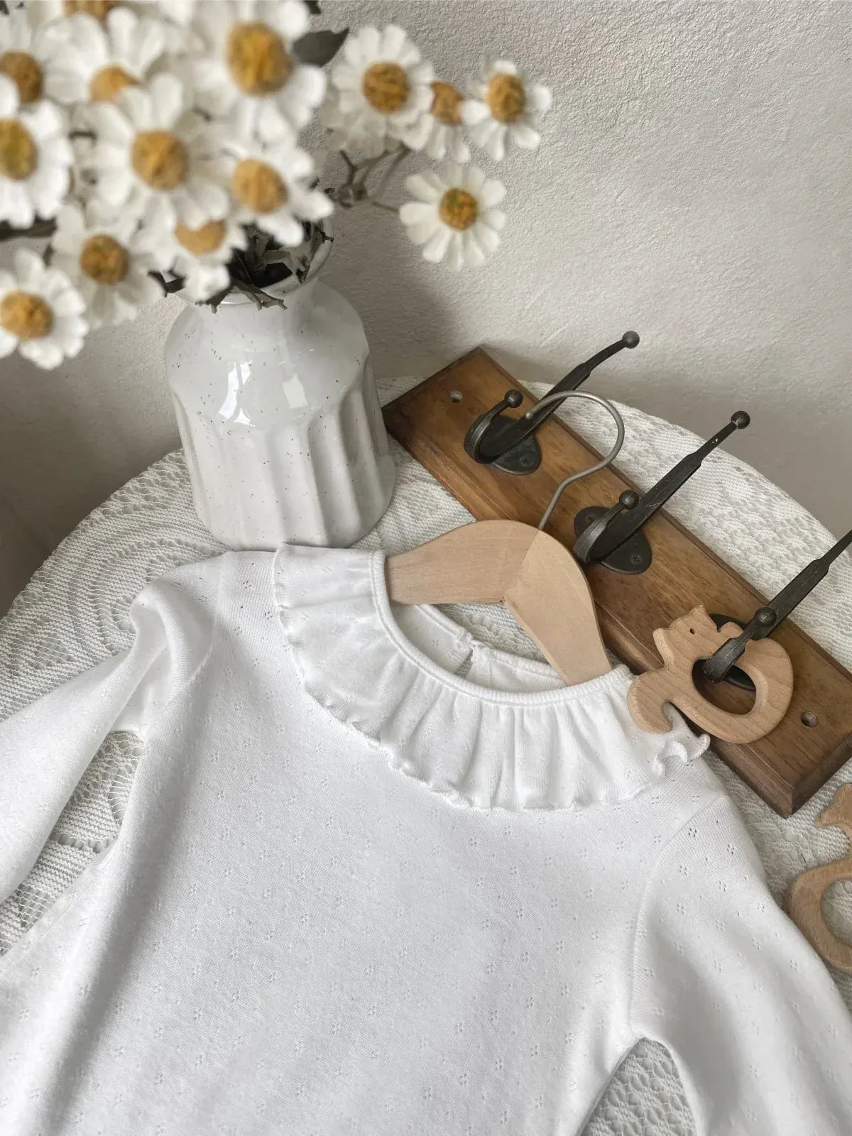 長袖ロンパース ベビーロンパース レースサークル襟長袖ボディスーツ 2カラー【mh0007066】