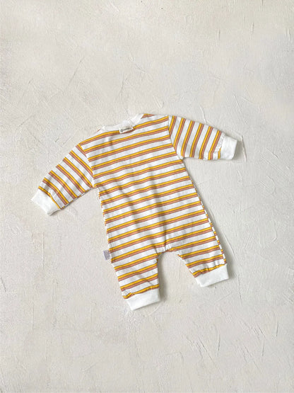 長袖ロンパース ベビーロンパース レトロボーダー長袖ジャンプスーツ 2カラー【mh0007408】